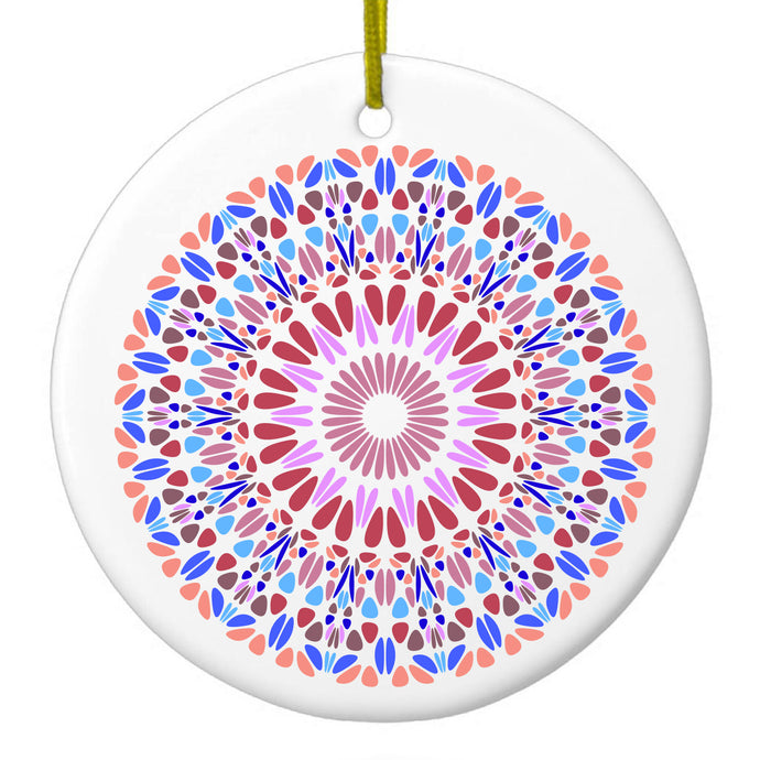 Blue Red Pink Ceramic Ornament