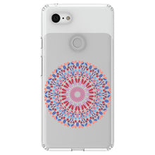 DistinctInk® Clear Shockproof Hybrid Case for Apple iPhone / Samsung Galaxy / Google Pixel - Modern Mandala - Blue Red Pink
