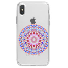 DistinctInk® Clear Shockproof Hybrid Case for Apple iPhone / Samsung Galaxy / Google Pixel - Modern Mandala - Blue Red Pink