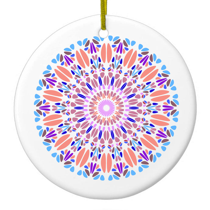 Blue Peach Purple Ceramic Ornament
