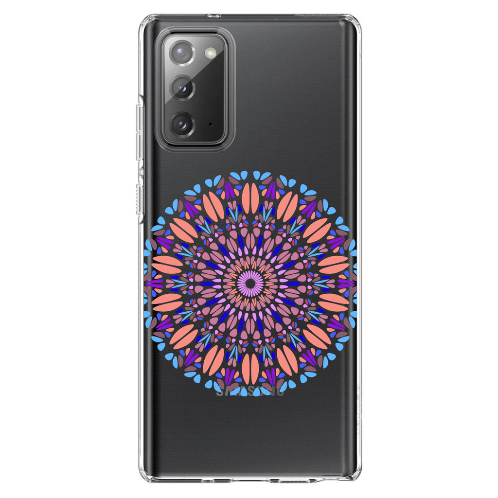 Modern Mandala, Blue Peach Purple Clear Shockproof iPhone Case, view 7