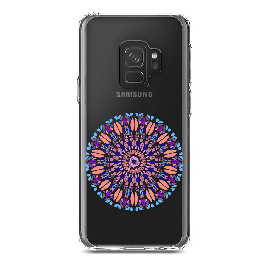 Modern Mandala, Blue Peach Purple Clear Shockproof iPhone Case, view 19