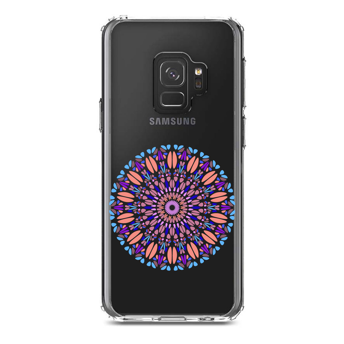 Modern Mandala, Blue Peach Purple Clear Shockproof iPhone Case, view 19