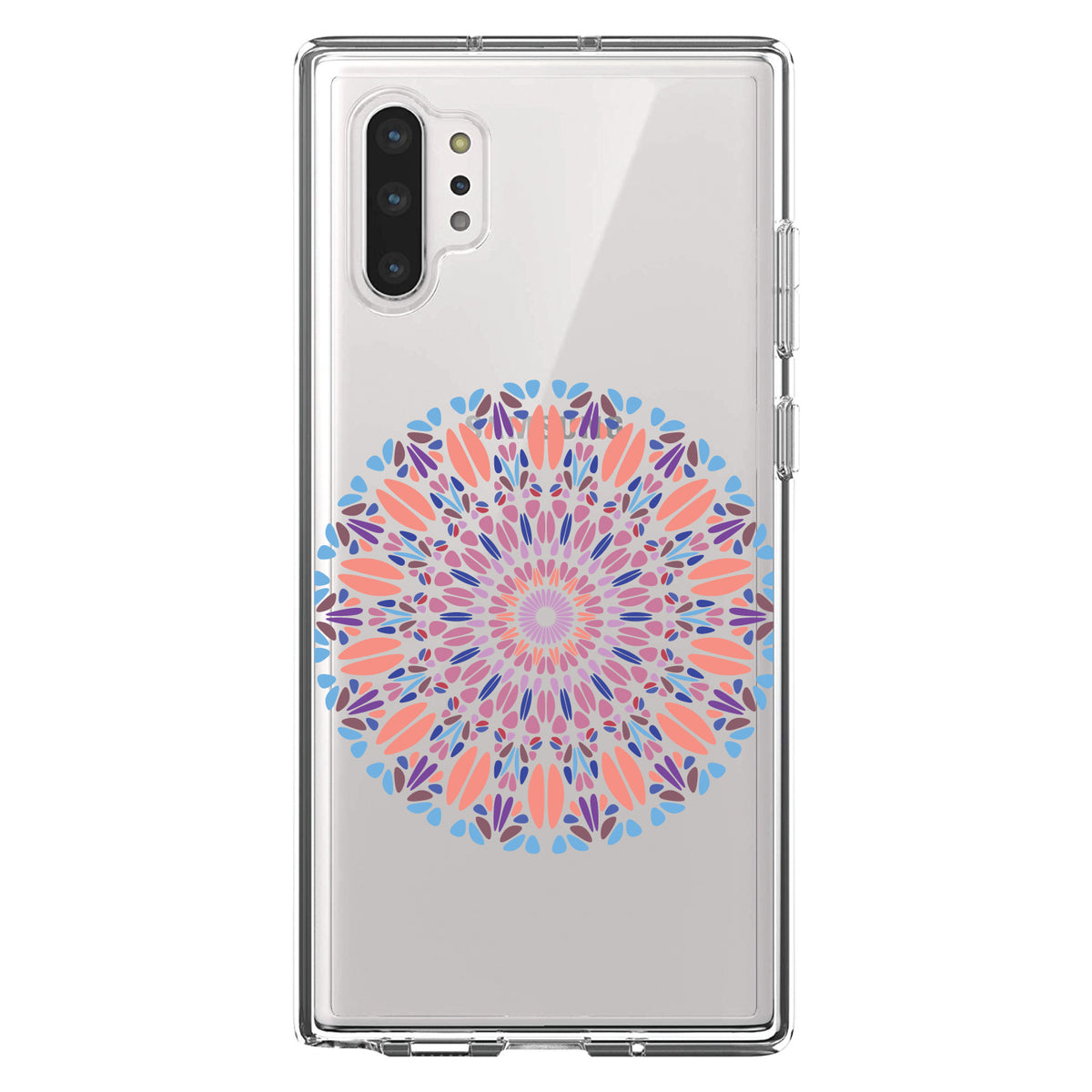 Modern Mandala, Blue Peach Purple Clear Shockproof iPhone Case, view 10