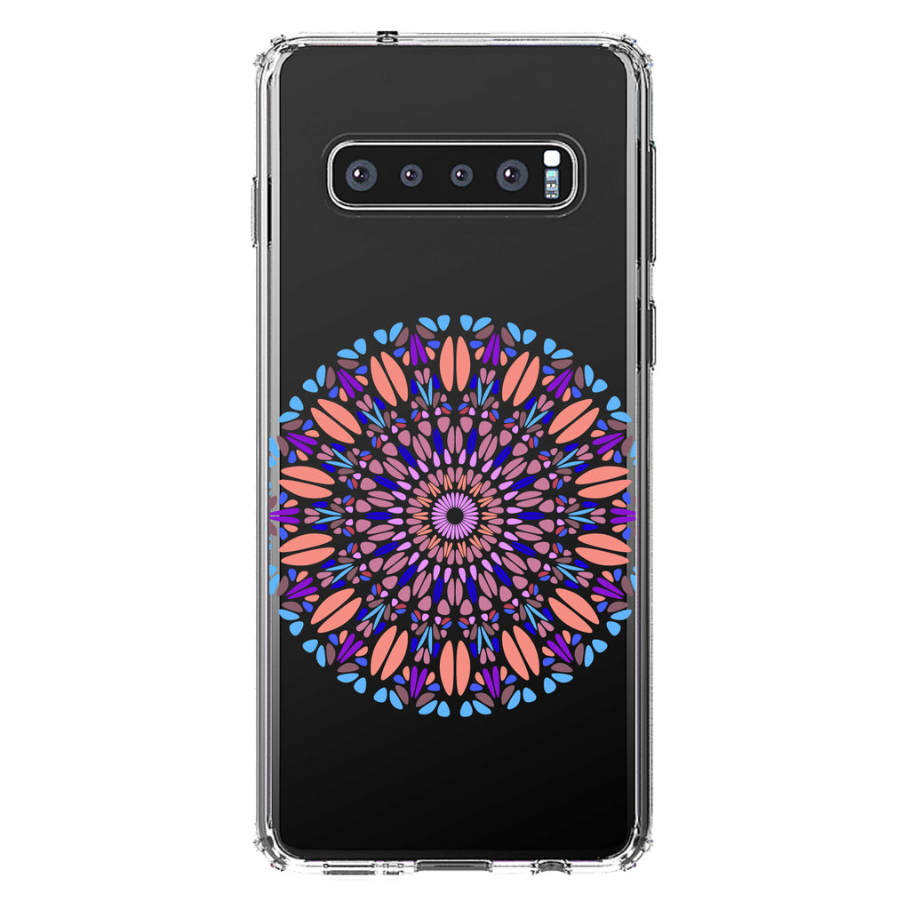 Modern Mandala, Blue Peach Purple Clear Shockproof iPhone Case, view 17