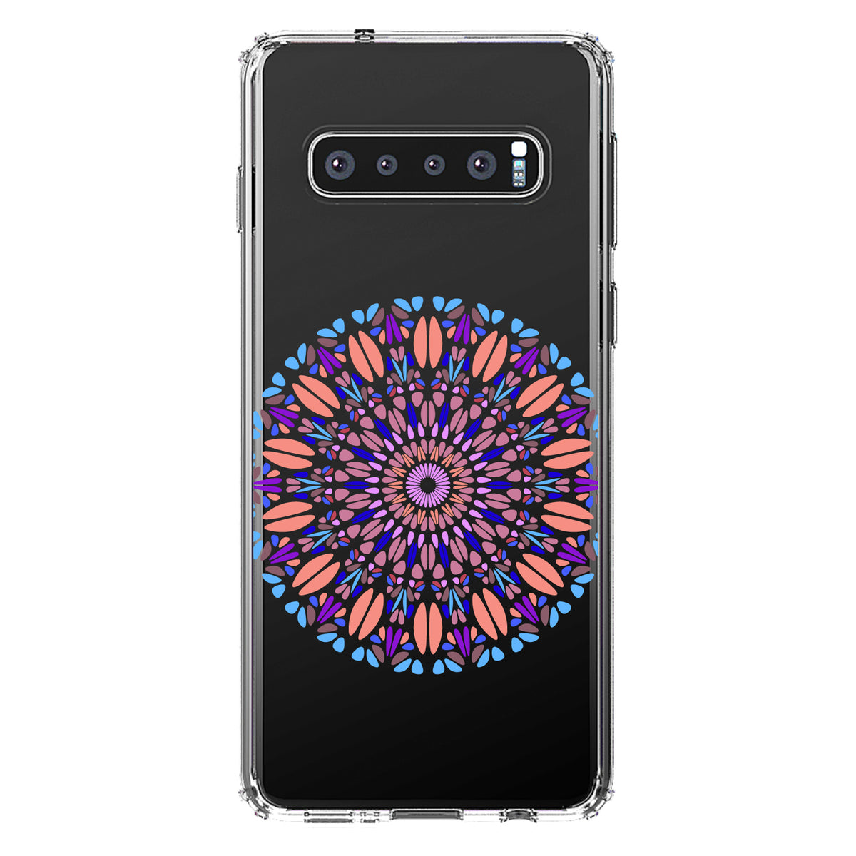 Modern Mandala, Blue Peach Purple Clear Shockproof iPhone Case, view 17