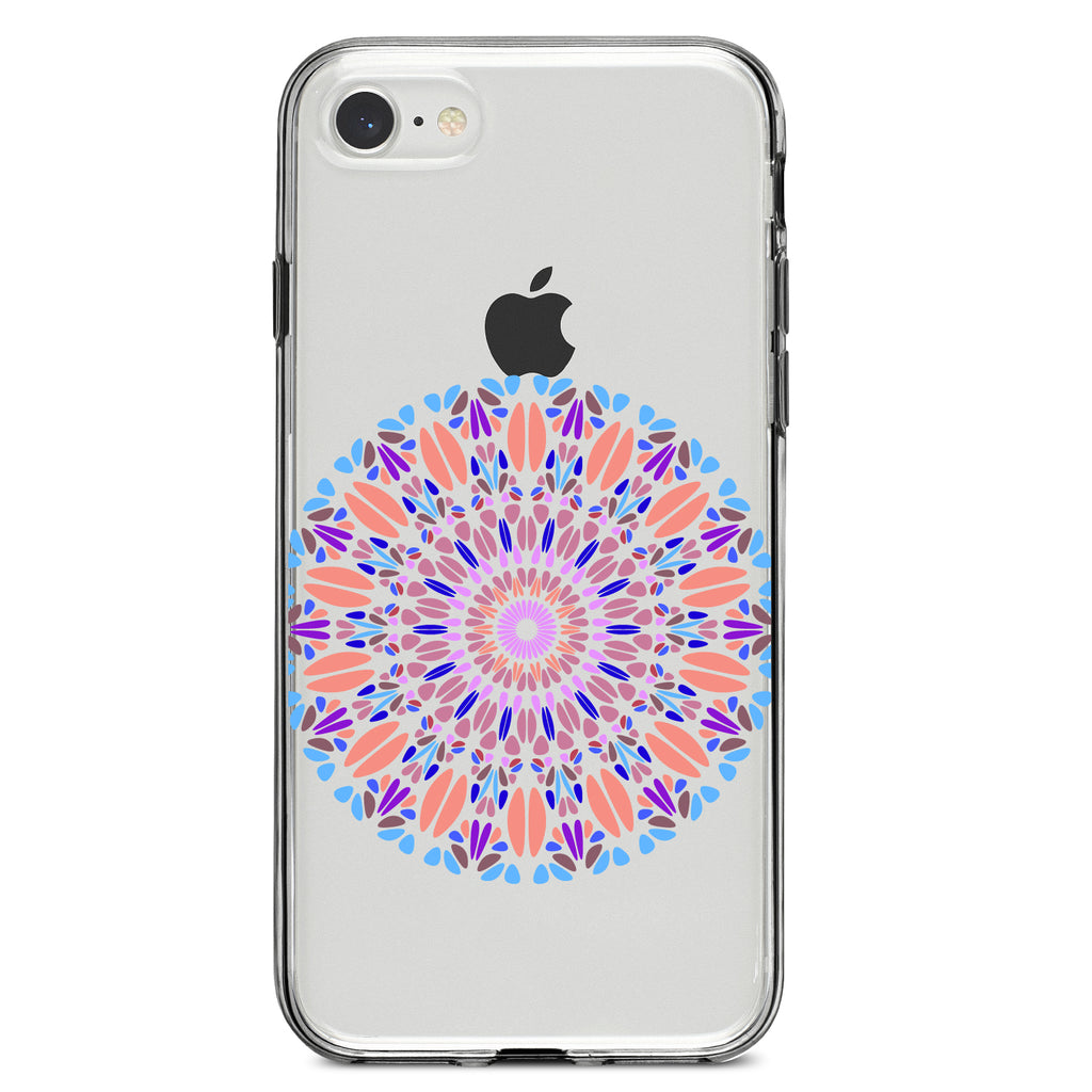 Modern Mandala, Blue Peach Purple Clear Shockproof iPhone Case, view 5