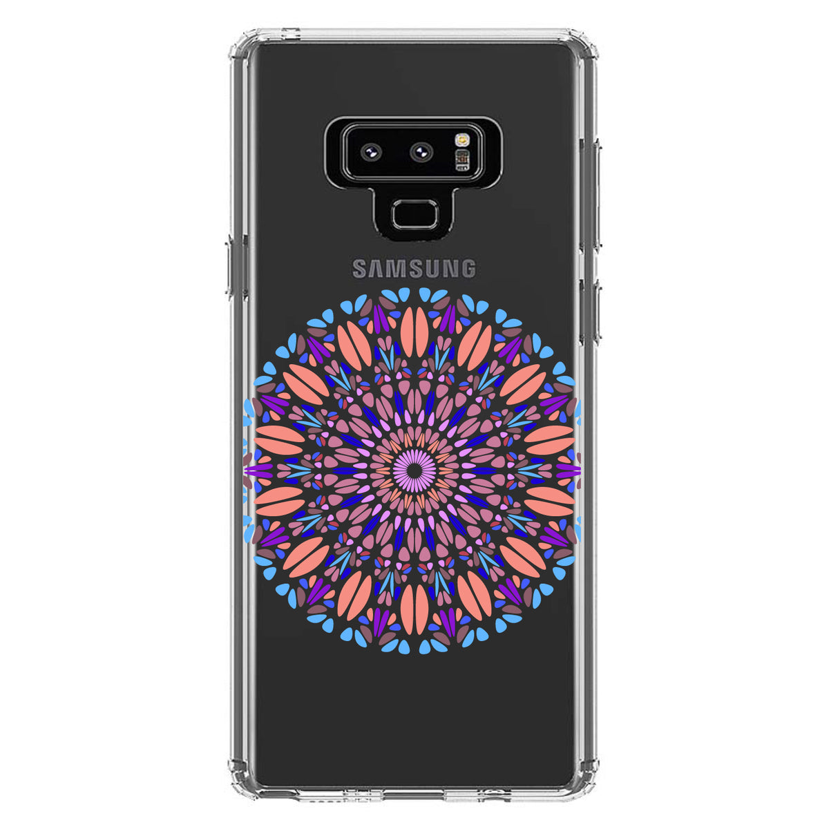 Modern Mandala, Blue Peach Purple Clear Shockproof iPhone Case, view 11