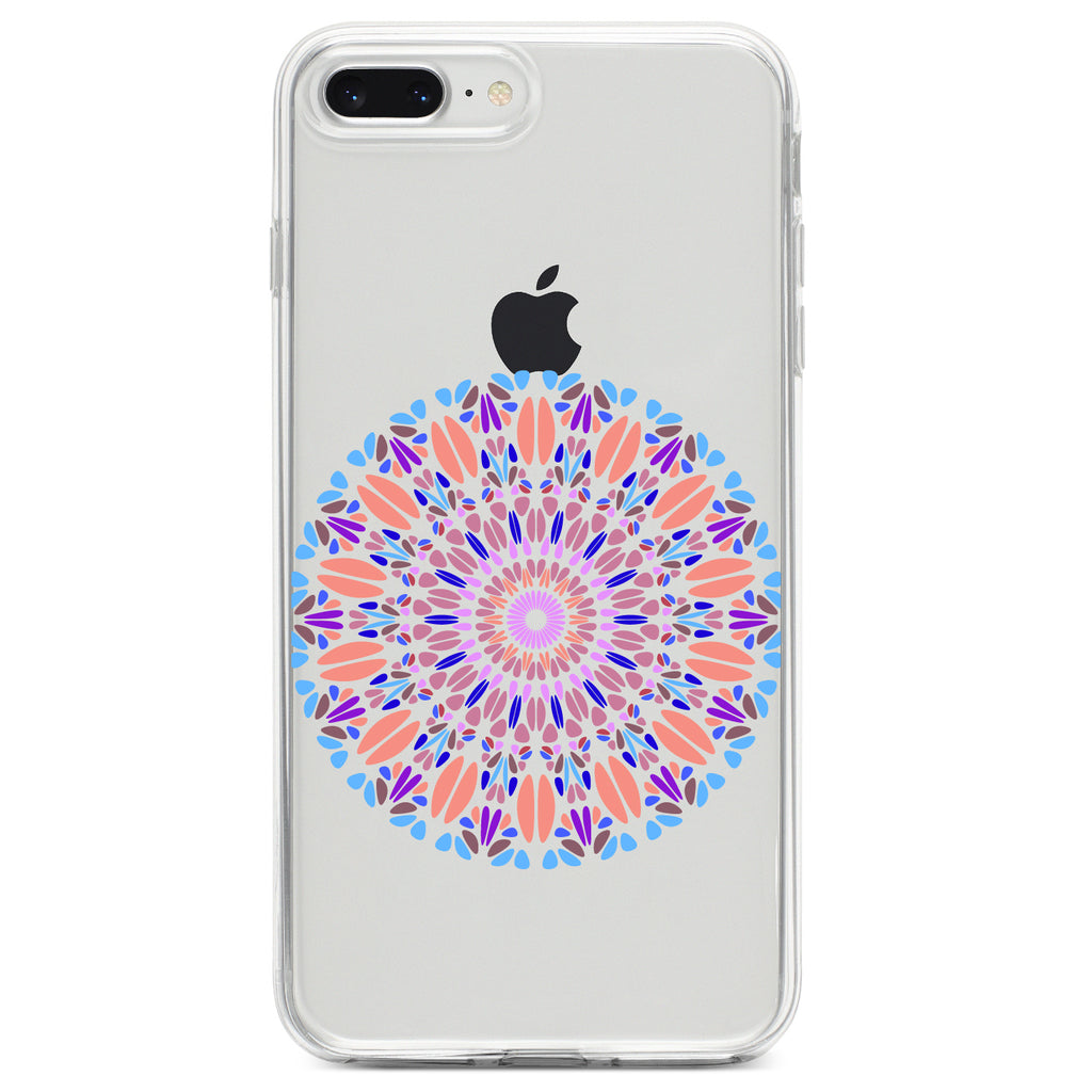 Modern Mandala, Blue Peach Purple Clear Shockproof iPhone Case, view 6