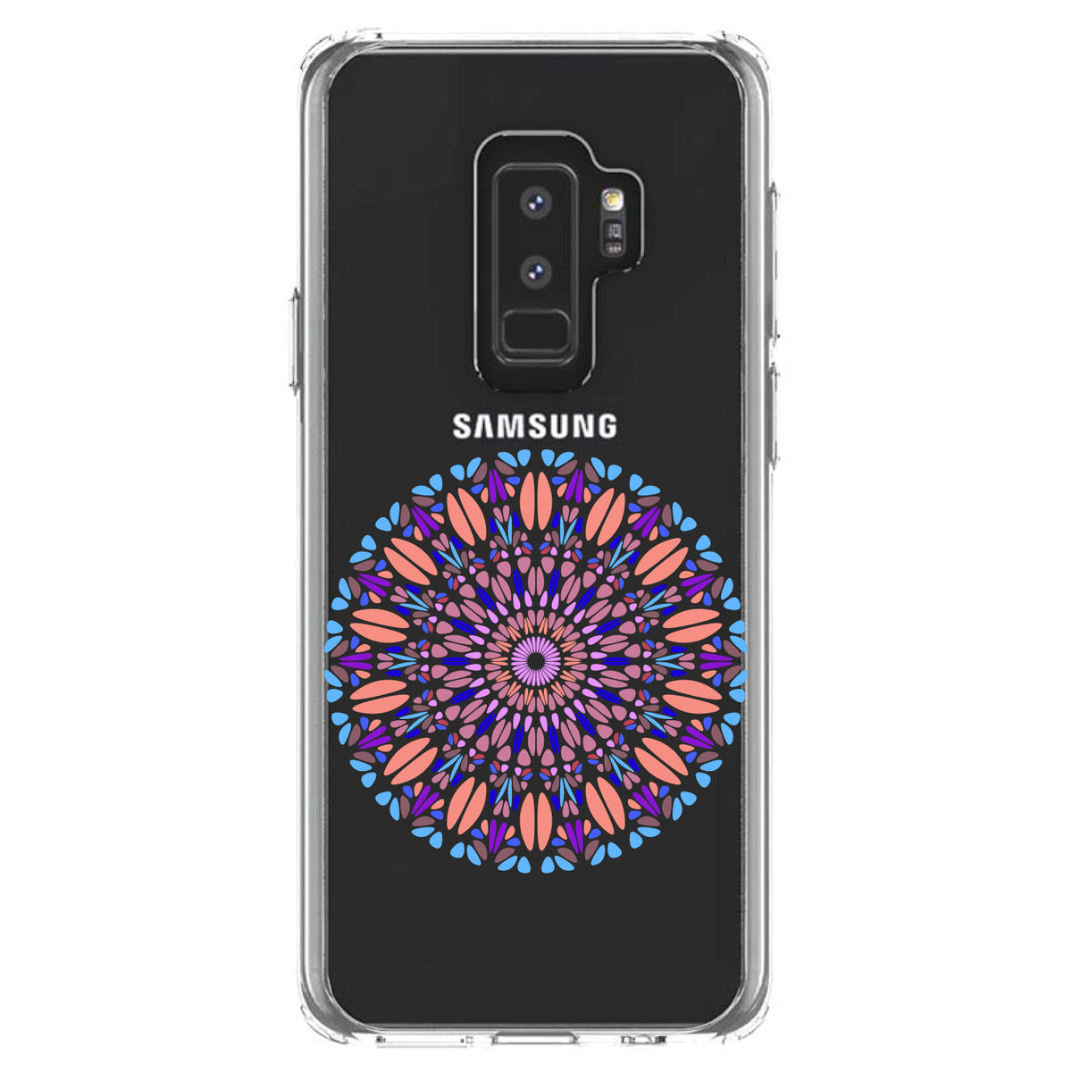 Modern Mandala, Blue Peach Purple Clear Shockproof iPhone Case, view 20