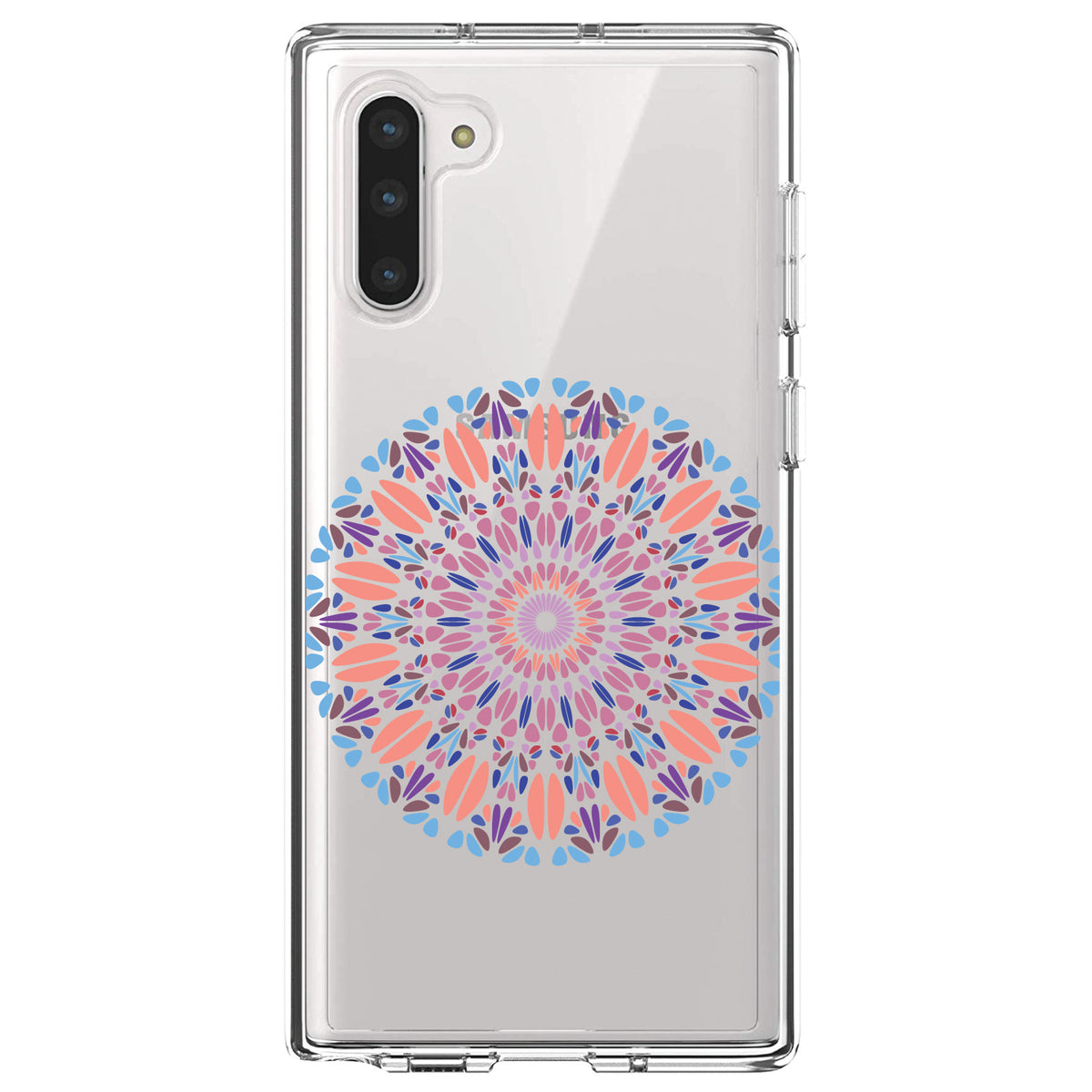 Modern Mandala, Blue Peach Purple Clear Shockproof iPhone Case, view 9