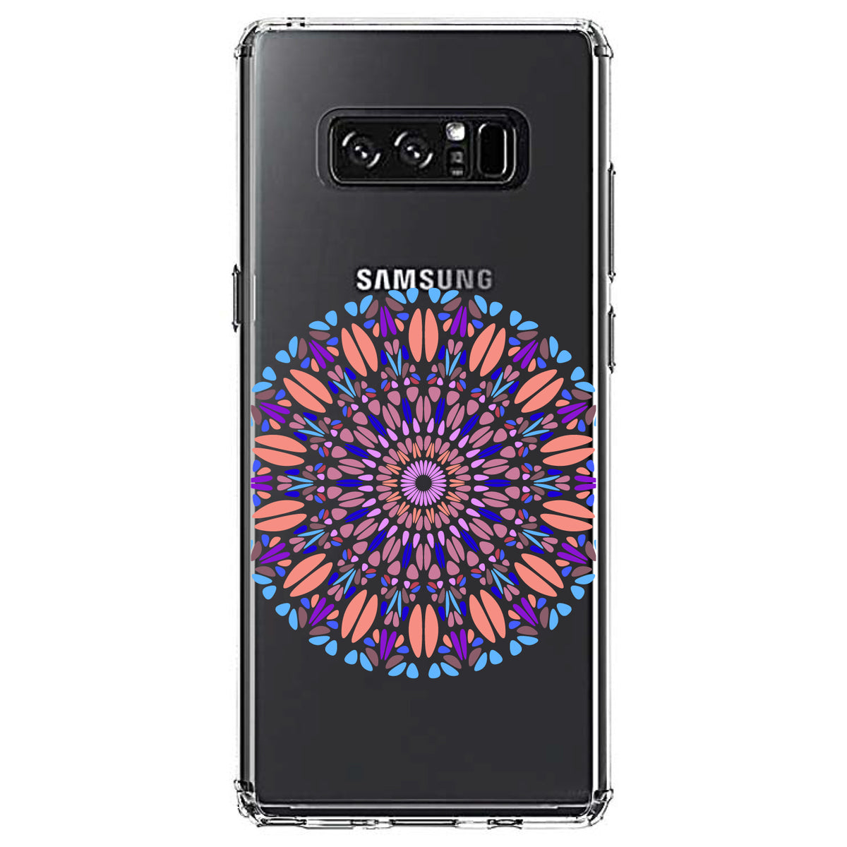Modern Mandala, Blue Peach Purple Clear Shockproof iPhone Case, view 12