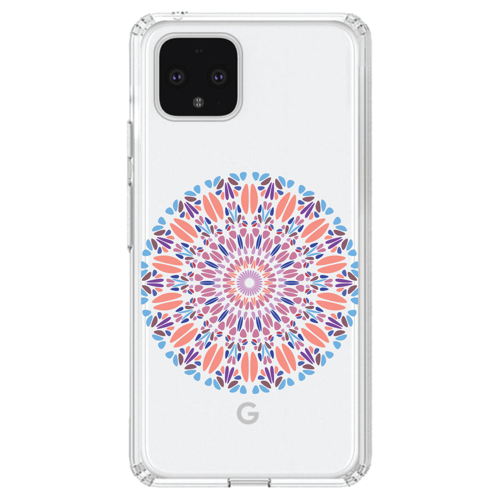 Modern Mandala, Blue Peach Purple Clear Shockproof iPhone Case, view 23
