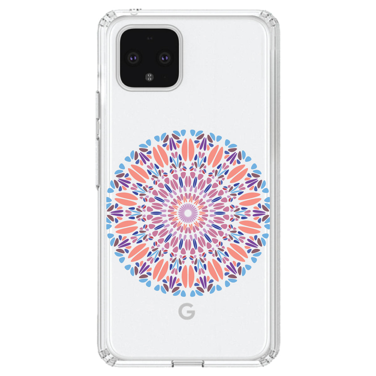 Modern Mandala, Blue Peach Purple Clear Shockproof iPhone Case, view 23