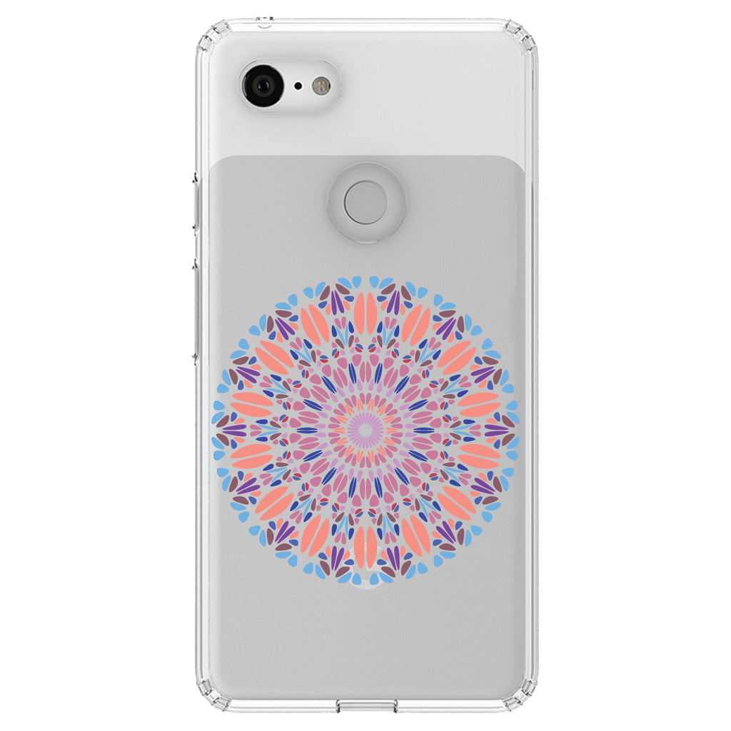 Modern Mandala, Blue Peach Purple Clear Shockproof iPhone Case, view 21