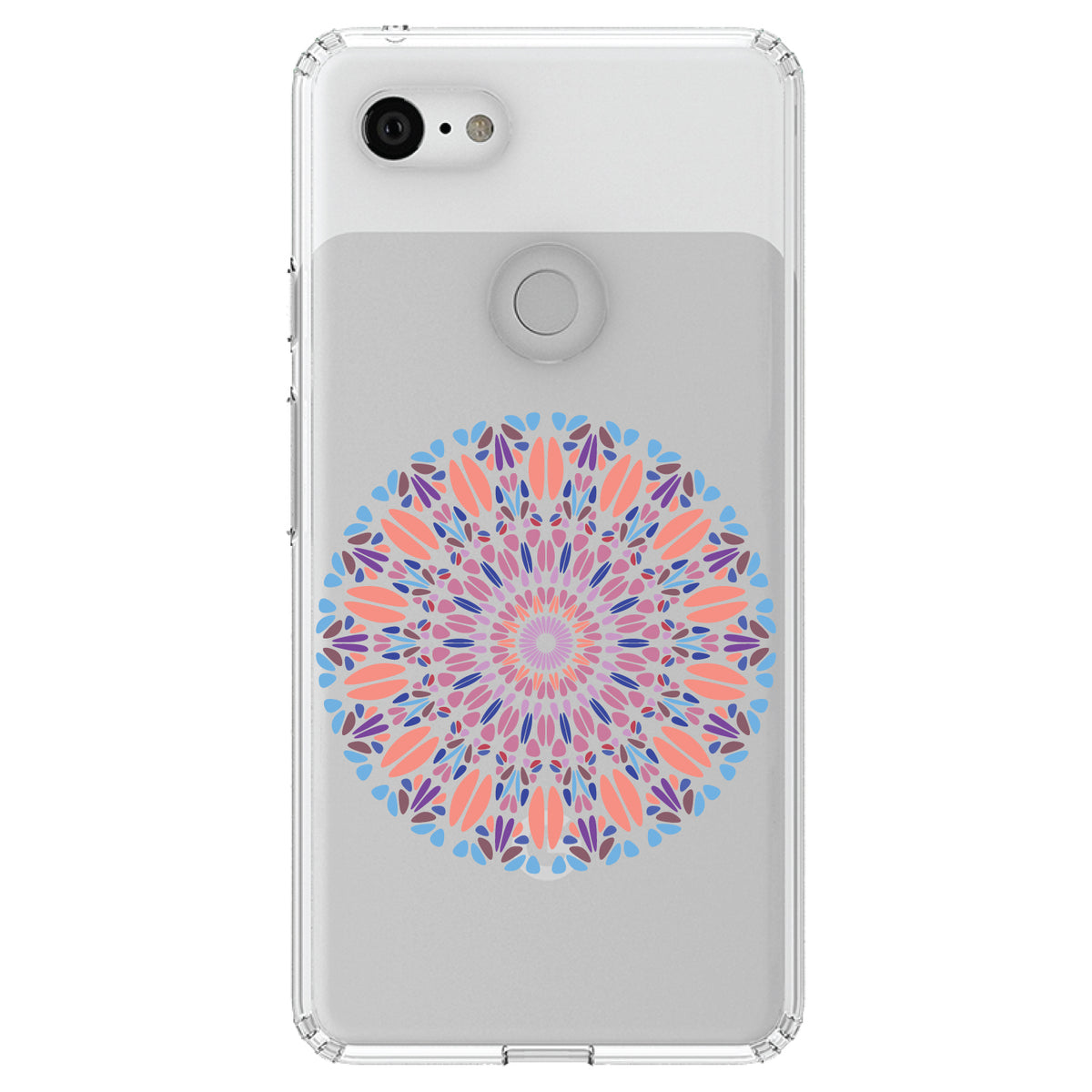 Modern Mandala, Blue Peach Purple Clear Shockproof iPhone Case, view 21