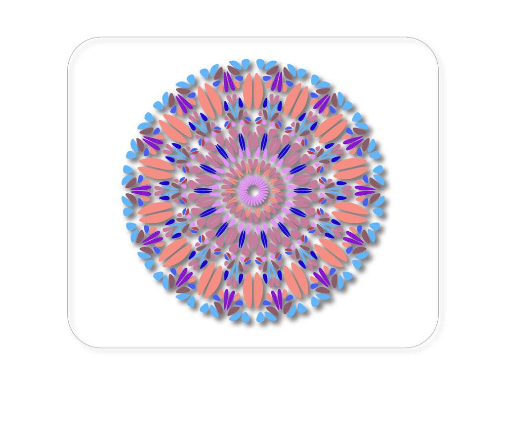 Custom Foam Rubber Mouse Pad - Modern Mandala - Blue Peach Purple