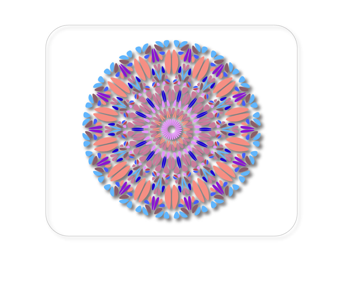 Custom Foam Rubber Mouse Pad - Modern Mandala - Blue Peach Purple