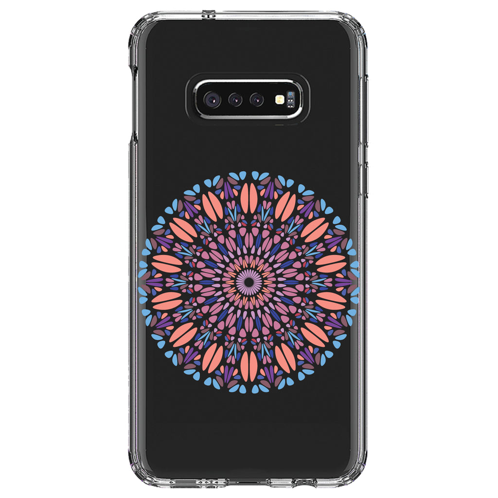Modern Mandala, Blue Peach Purple Clear Shockproof iPhone Case, view 18