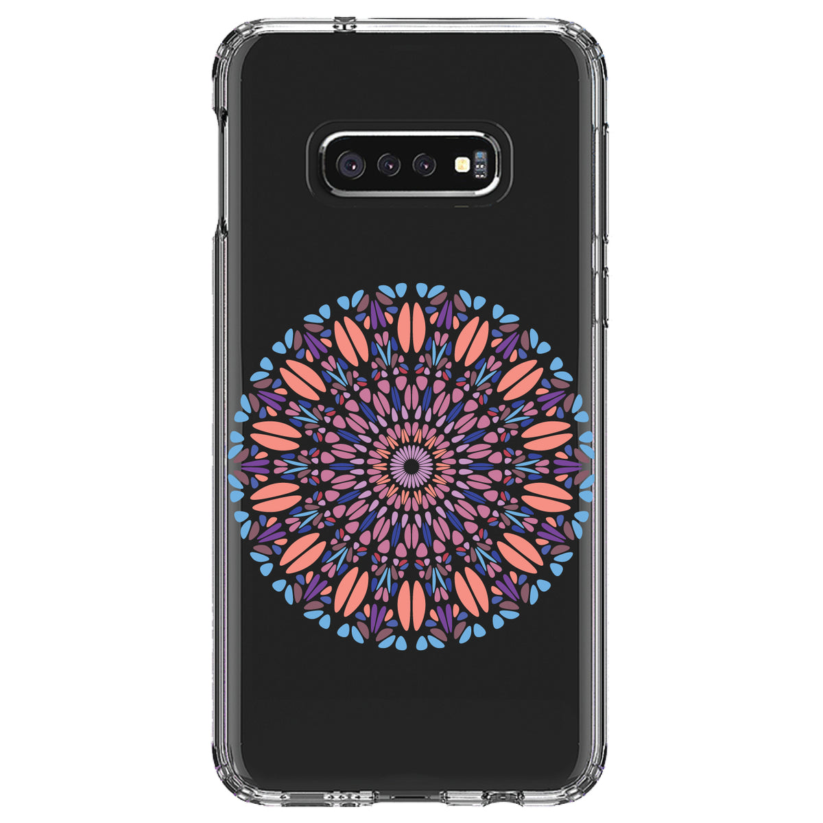 Modern Mandala, Blue Peach Purple Clear Shockproof iPhone Case, view 18