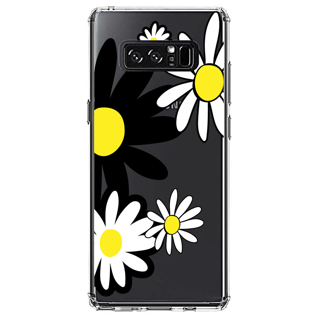 Black & Yellow Modern Daisies Clear Shockproof iPhone Case, view 12