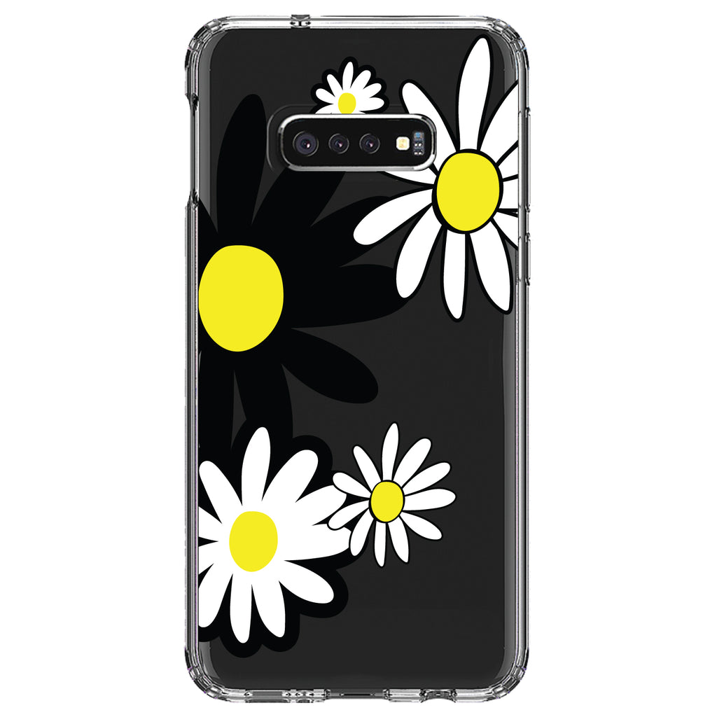 Black & Yellow Modern Daisies Clear Shockproof iPhone Case, view 18