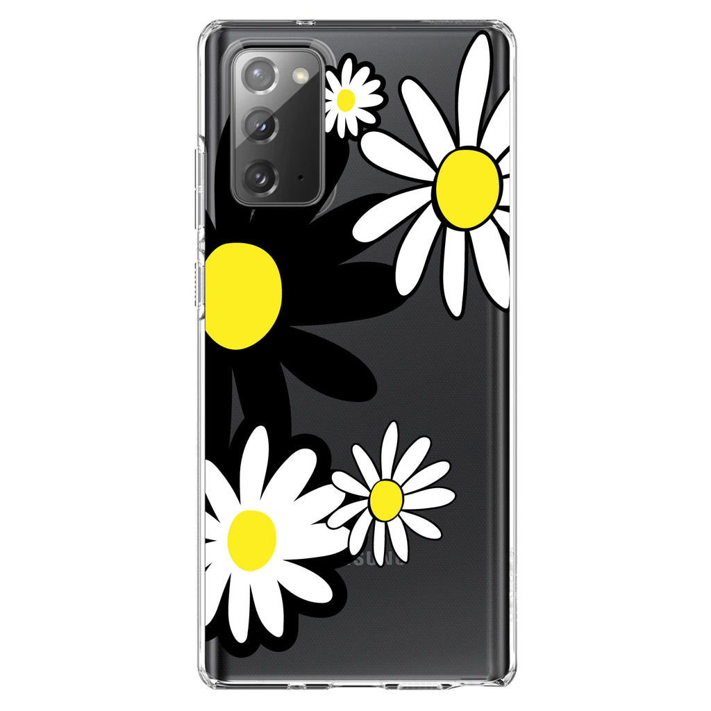 Black & Yellow Modern Daisies Clear Shockproof iPhone Case, view 8