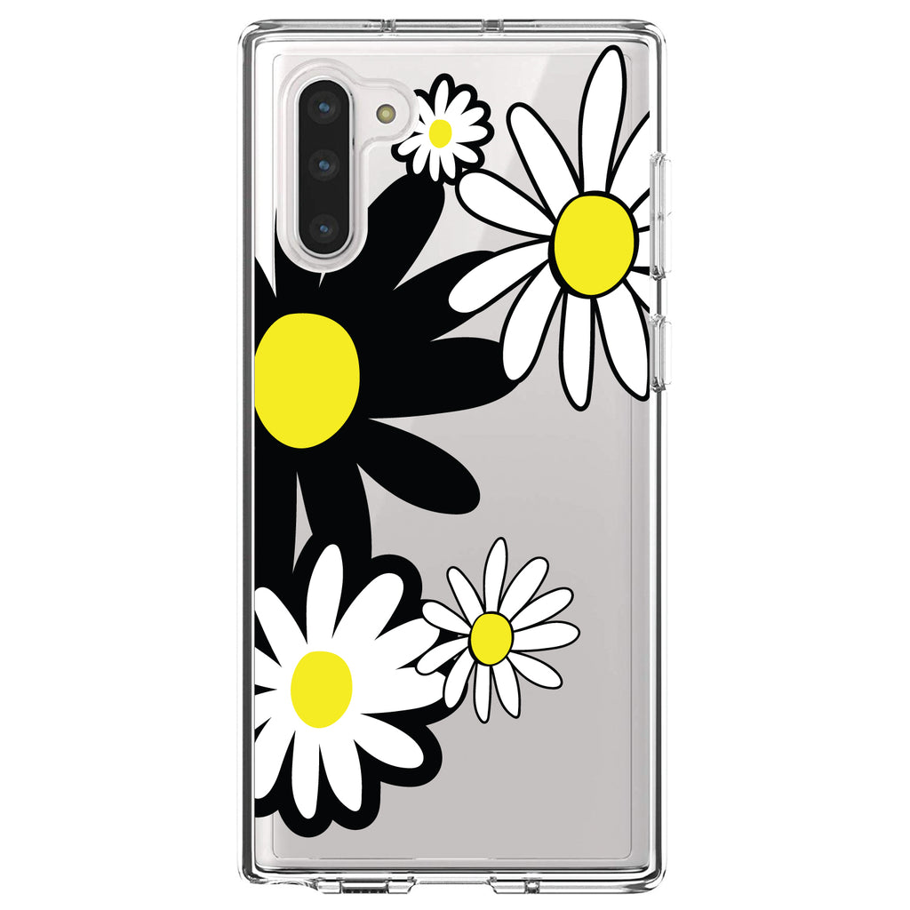 Black & Yellow Modern Daisies Clear Shockproof iPhone Case, view 9