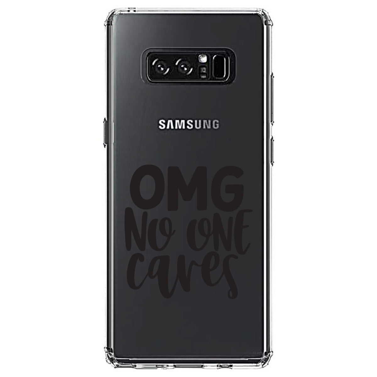 OMG No One Cares, Black Clear Shockproof iPhone Case, view 12