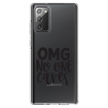 DistinctInk® Clear Shockproof Hybrid Case for Apple iPhone / Samsung Galaxy / Google Pixel - OMG No One Cares - Black