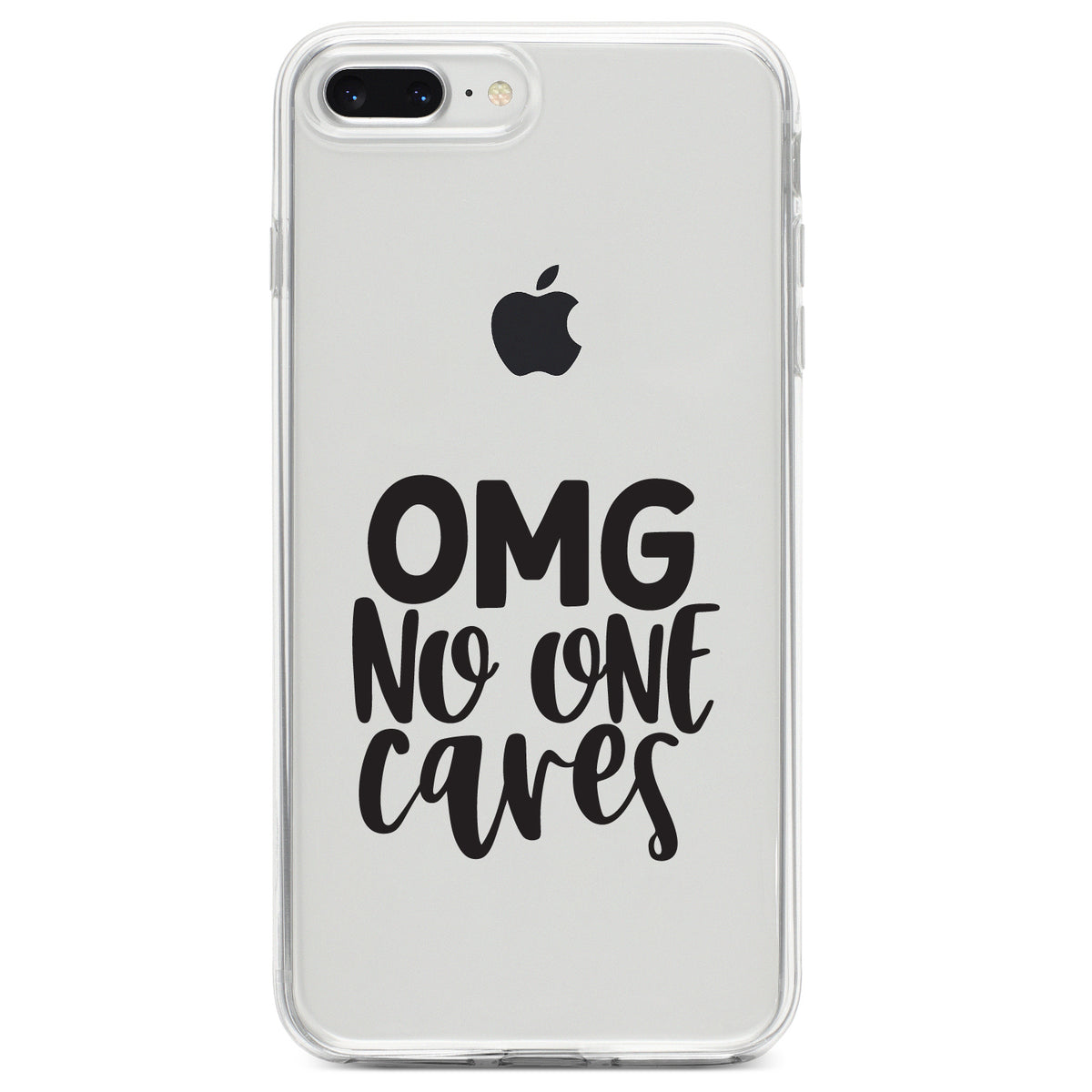 OMG No One Cares, Black Clear Shockproof iPhone Case, view 6