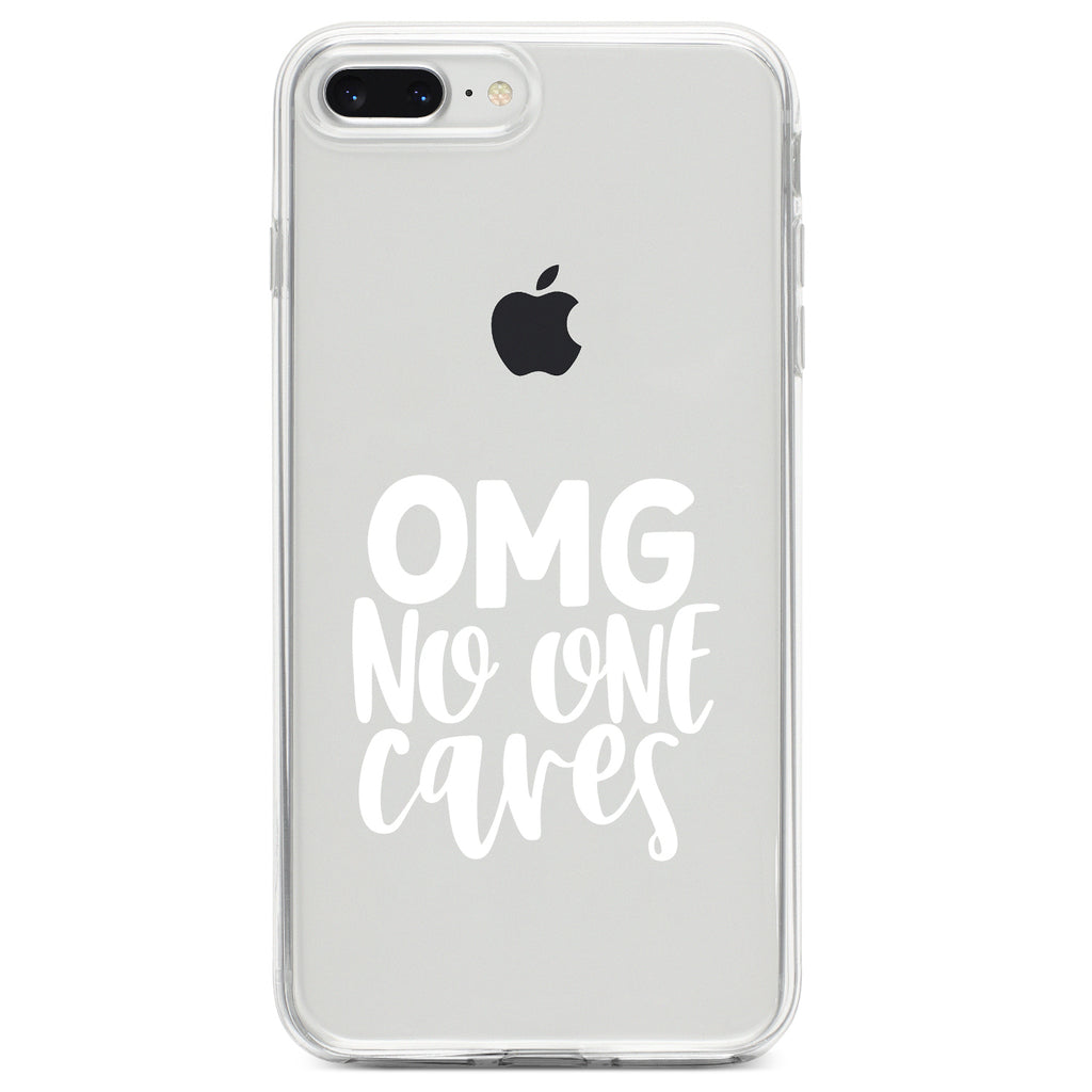 OMG No One Cares, White Clear Shockproof iPhone Case, view 6