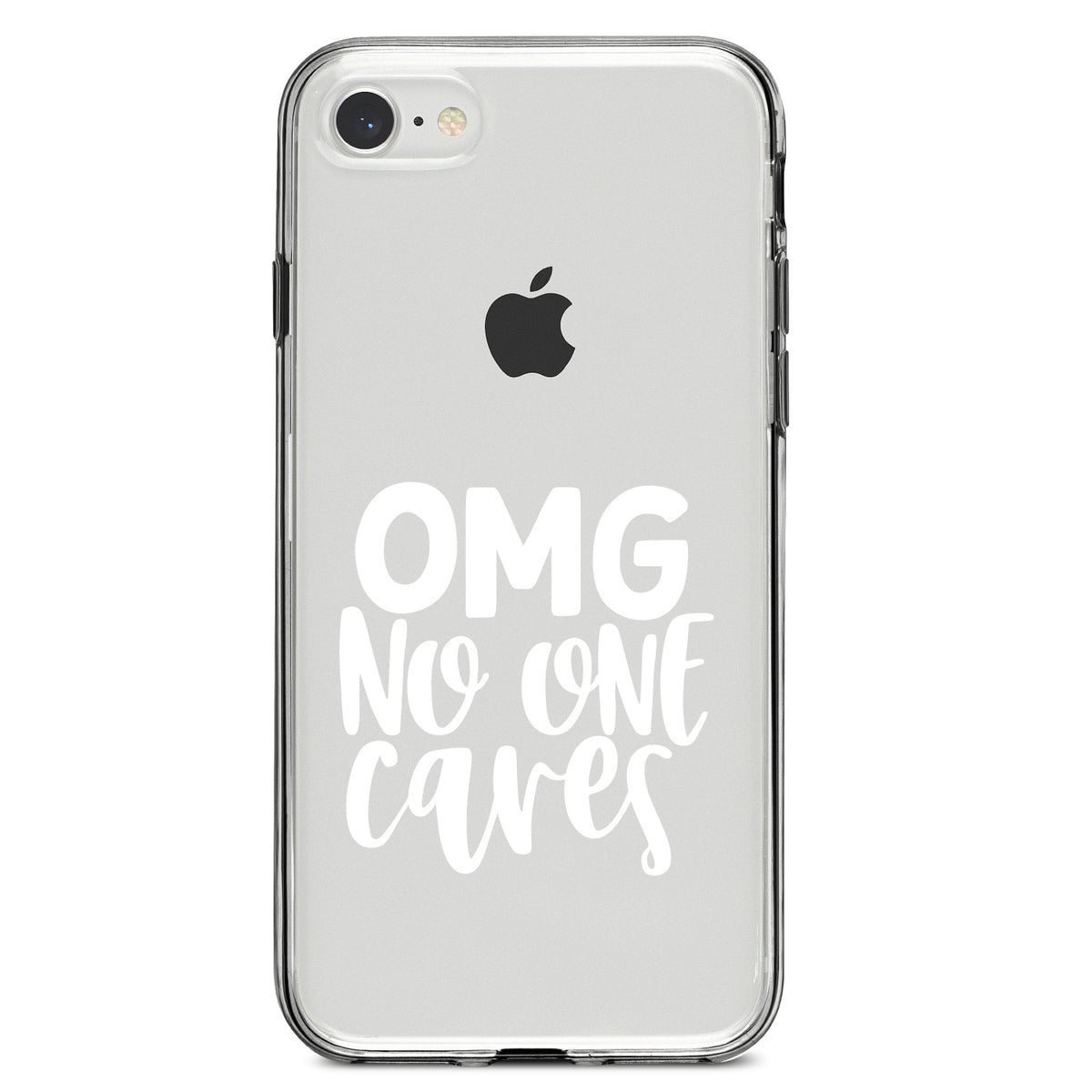 OMG No One Cares, White Clear Shockproof iPhone Case, view 5