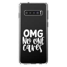 DistinctInk® Clear Shockproof Hybrid Case for Apple iPhone / Samsung Galaxy / Google Pixel - OMG No One Cares - White