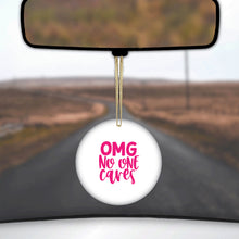 DistinctInk® Hanging Ceramic Christmas Tree Ornament with Gold String - Great Gift / Present - 2 3/4 inch Diameter - OMG No One Cares - Hot Pink