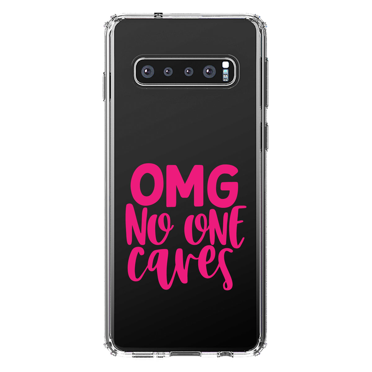 OMG No One Cares, Hot Pink Clear Shockproof iPhone Case, view 17