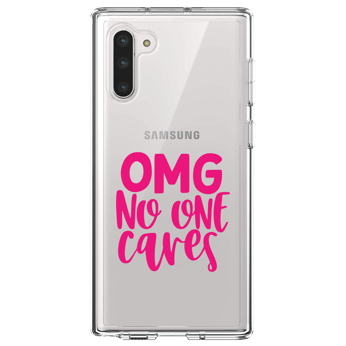 OMG No One Cares, Hot Pink Clear Shockproof iPhone Case, view 9