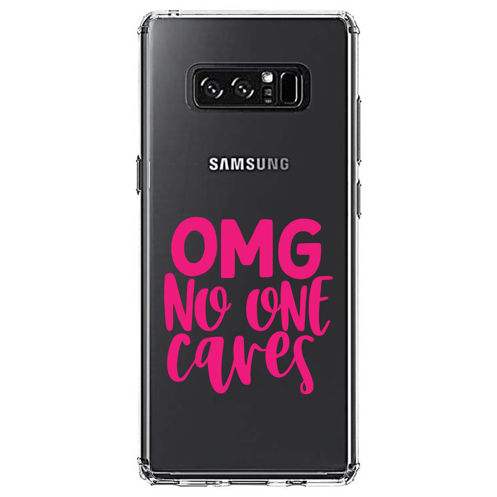 OMG No One Cares, Hot Pink Clear Shockproof iPhone Case, view 12