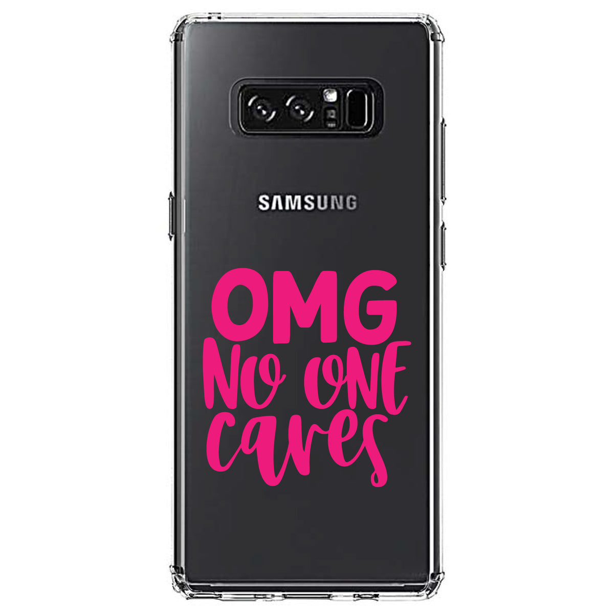 OMG No One Cares, Hot Pink Clear Shockproof iPhone Case, view 12