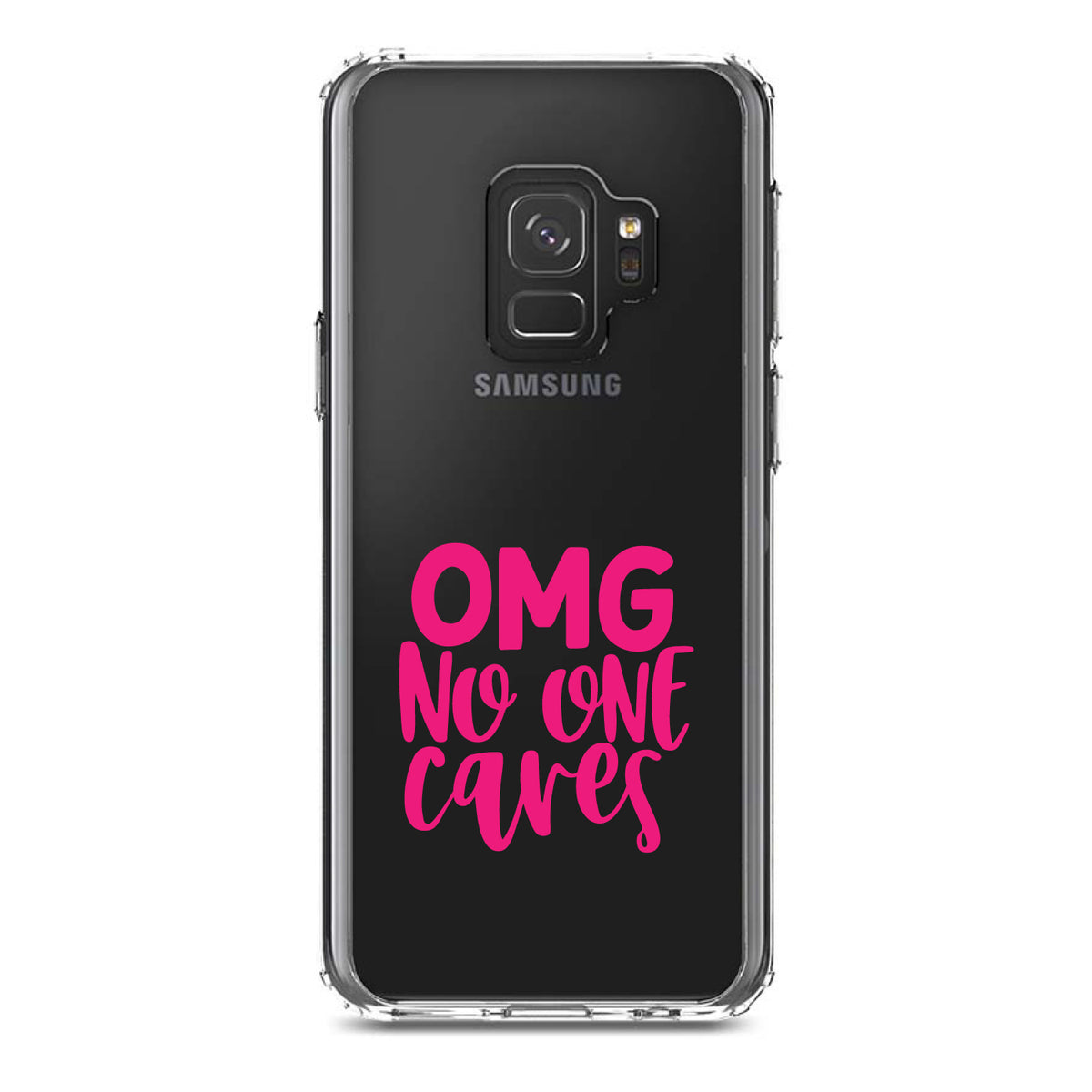 OMG No One Cares, Hot Pink Clear Shockproof iPhone Case, view 19