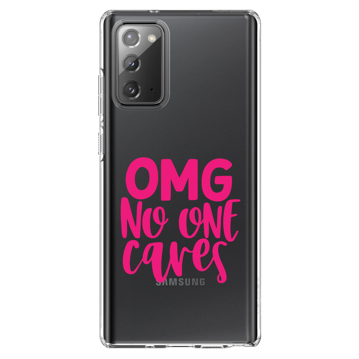 OMG No One Cares, Hot Pink Clear Shockproof iPhone Case, view 7