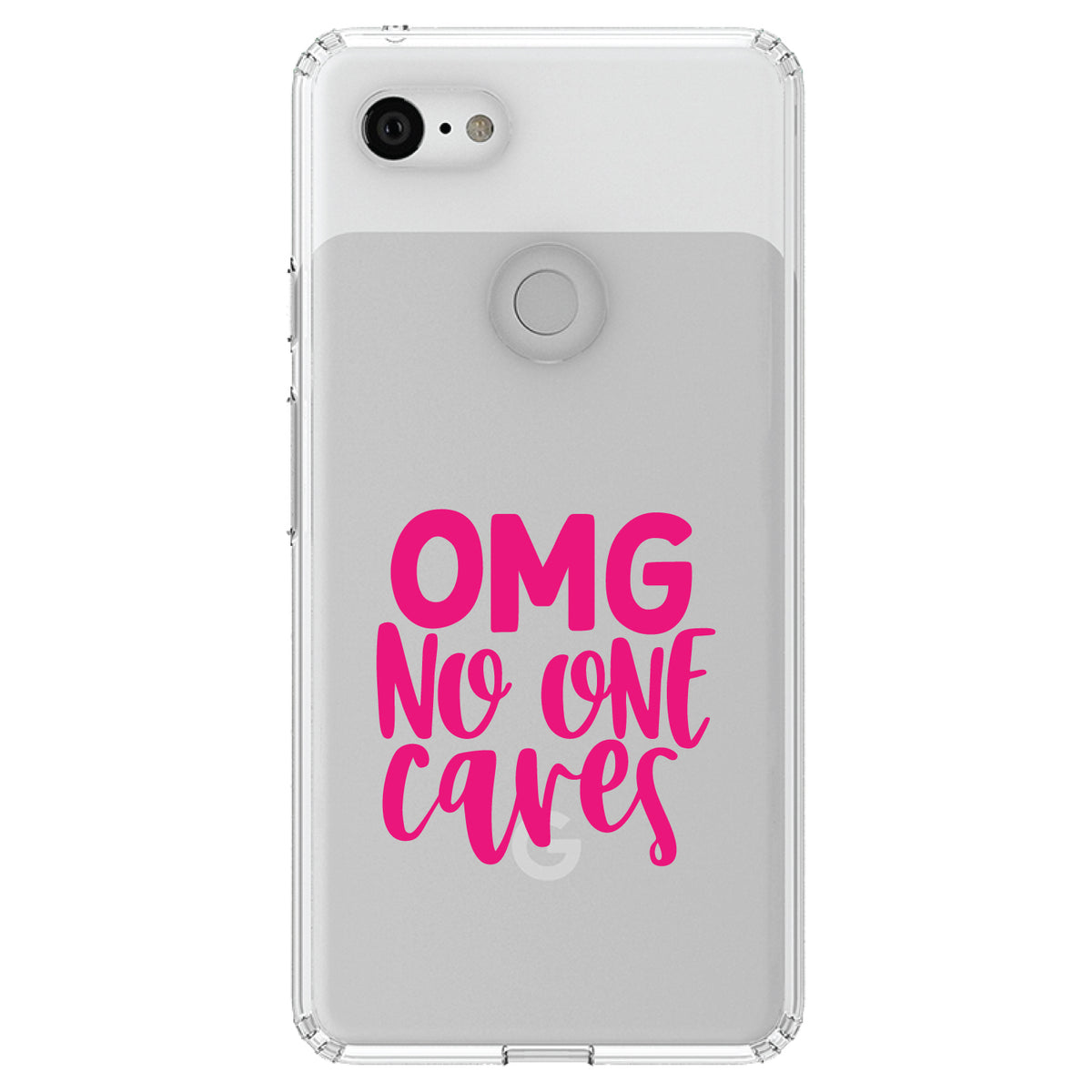 OMG No One Cares, Hot Pink Clear Shockproof iPhone Case, view 21