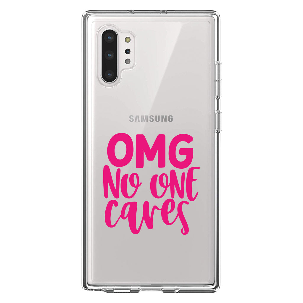 OMG No One Cares, Hot Pink Clear Shockproof iPhone Case, view 10