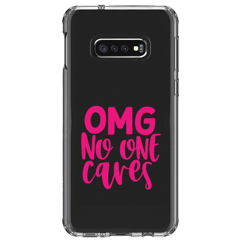 OMG No One Cares, Hot Pink Clear Shockproof iPhone Case, view 18
