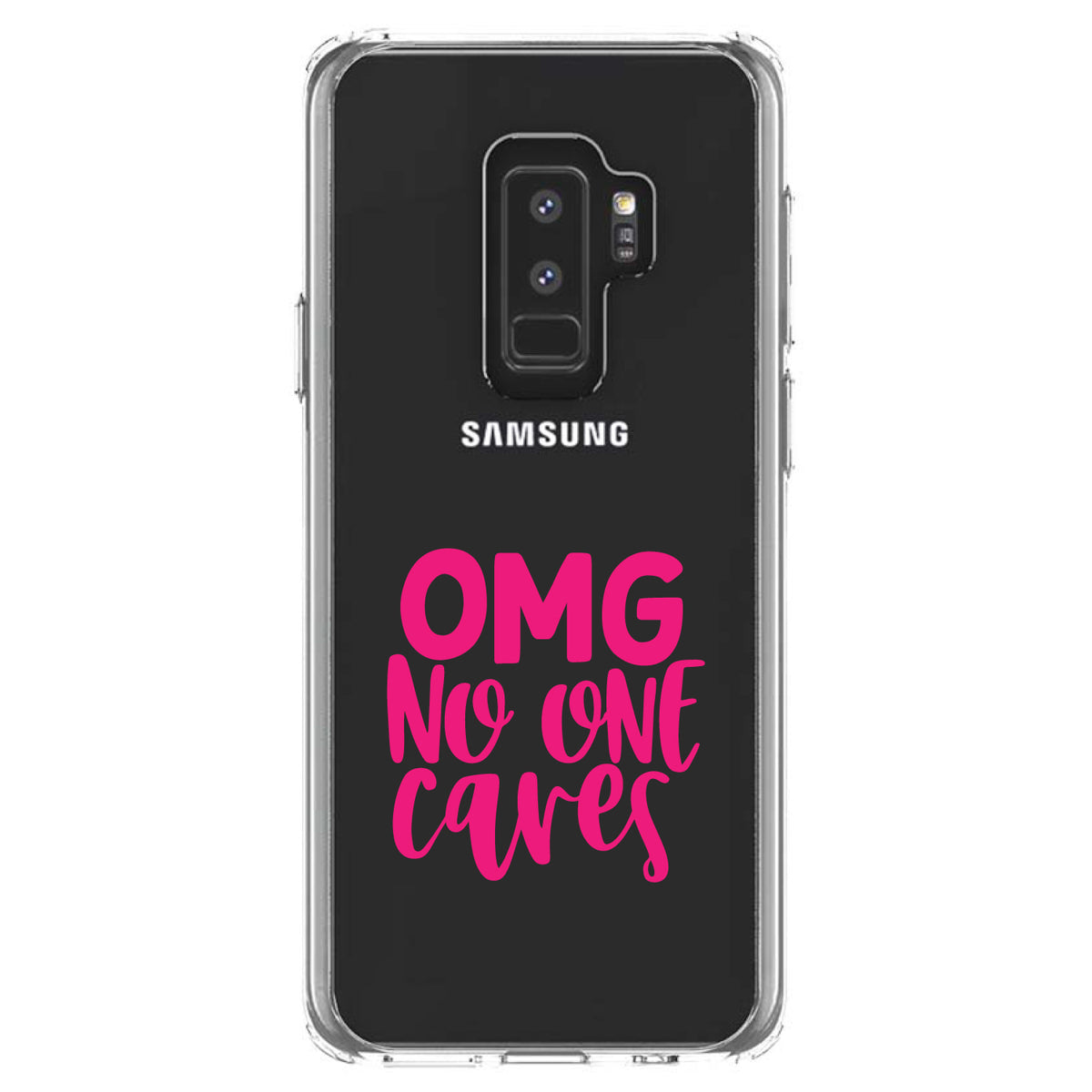 OMG No One Cares, Hot Pink Clear Shockproof iPhone Case, view 20