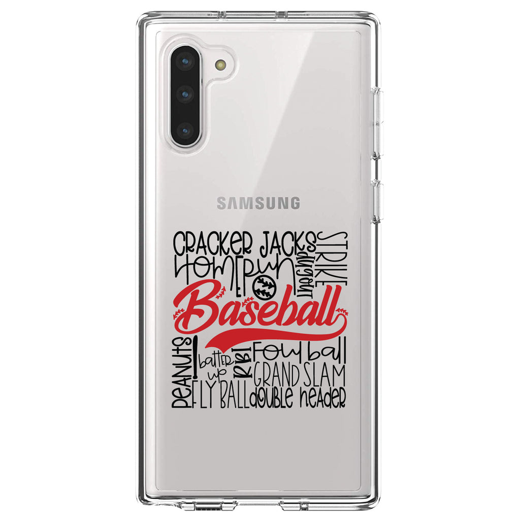 Baseball Word Art, Black & Red Clear Shockproof iPhone Case, view 9