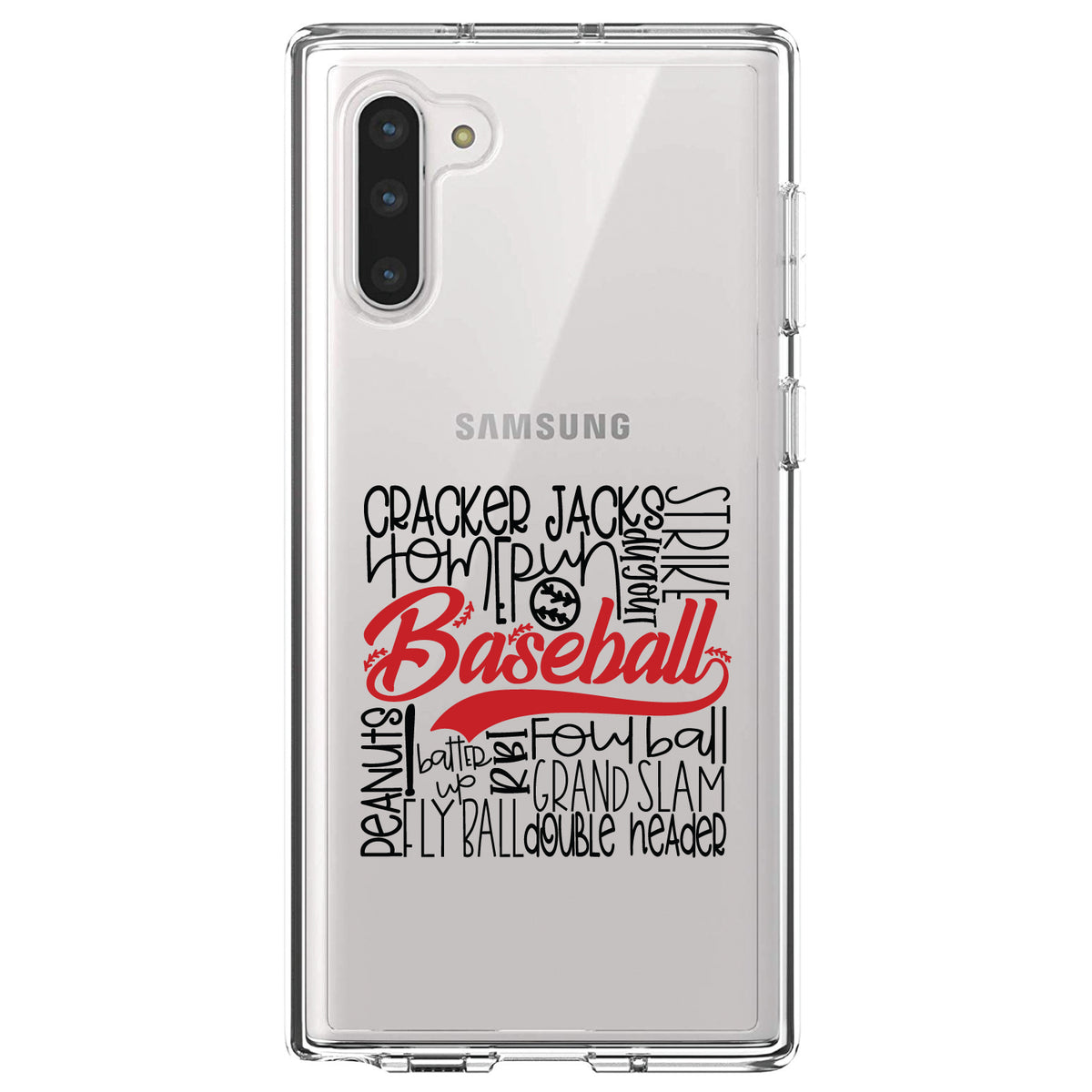 Baseball Word Art, Black & Red Clear Shockproof iPhone Case, view 9