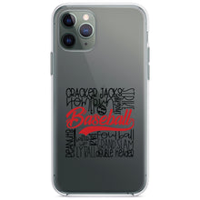 DistinctInk® Clear Shockproof Hybrid Case for Apple iPhone / Samsung Galaxy / Google Pixel - Baseball Word Art - Black & Red