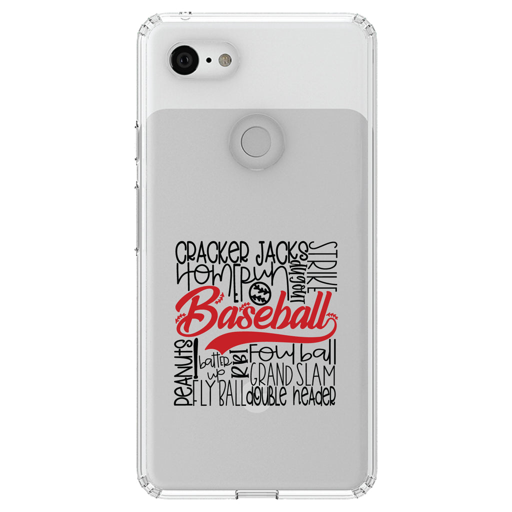 Baseball Word Art, Black & Red Clear Shockproof iPhone Case, view 22