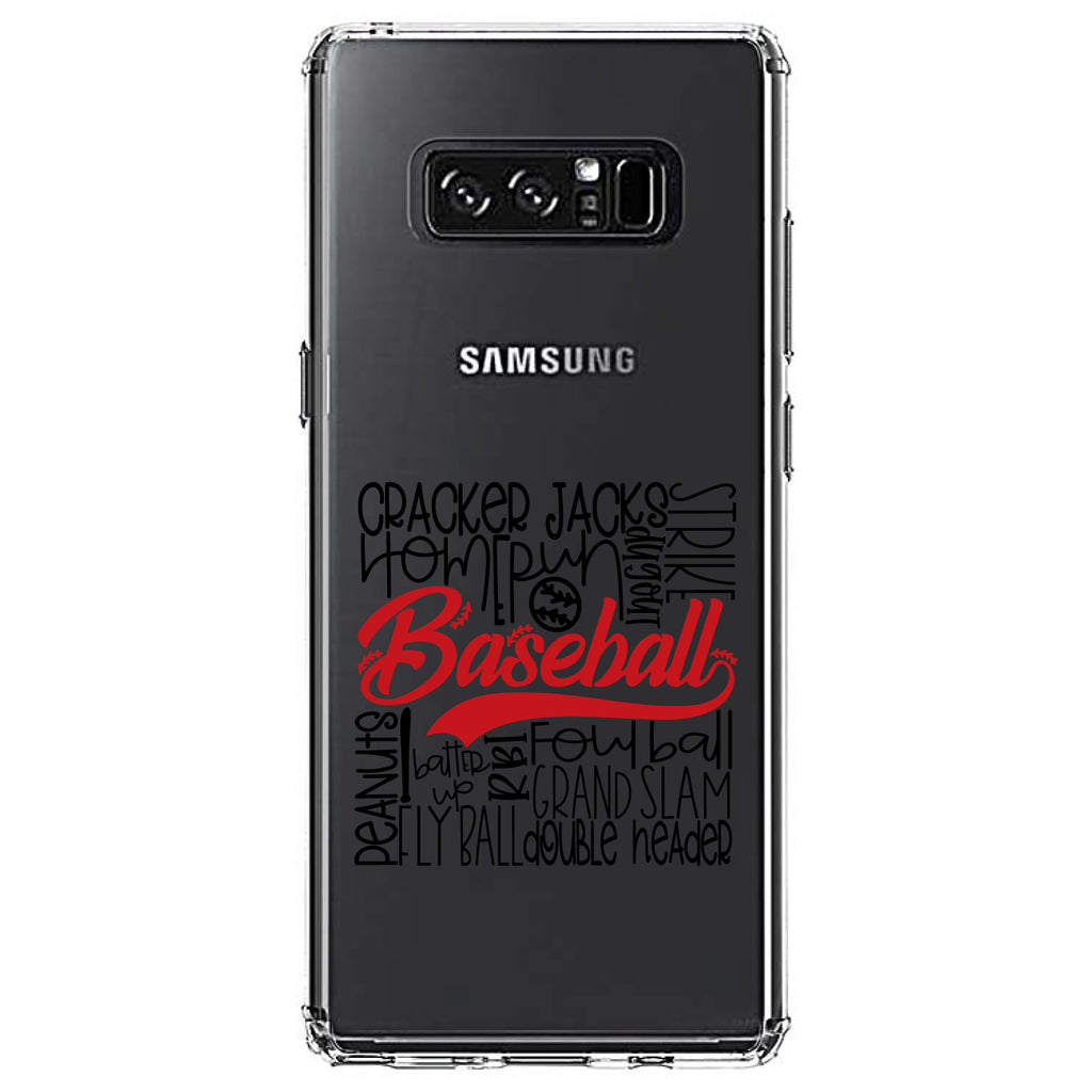 Baseball Word Art, Black & Red Clear Shockproof iPhone Case, view 12